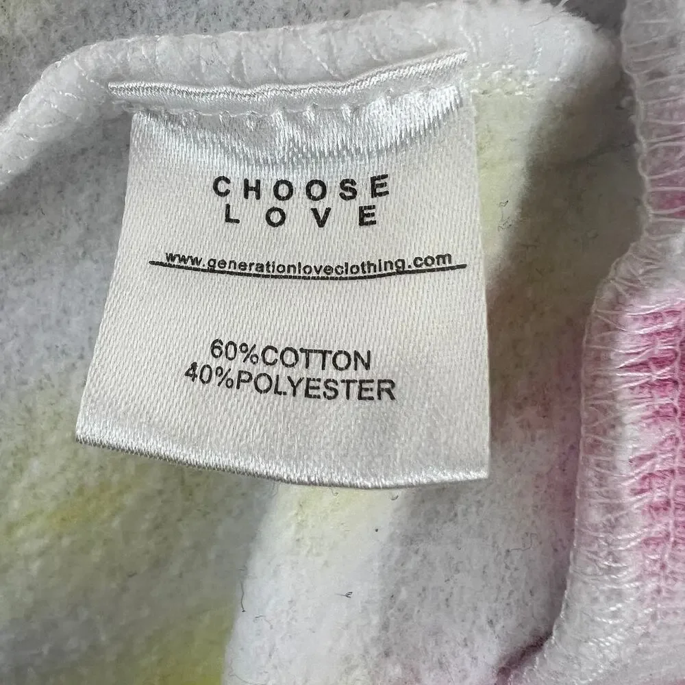 Generation Love Hoodie White Pink Cotton Drawstring Pocket Size X-Small XS - Picture 8 of 9